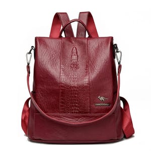 Stylish Crocodile Pattern Leather Backpack with Large Capacity
