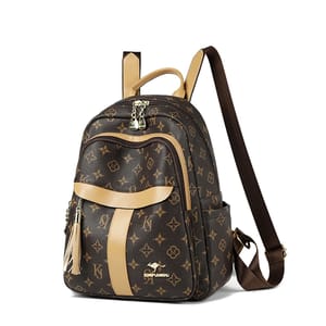 Fashionable PU Leather Backpack with Tassels and Large Capacity