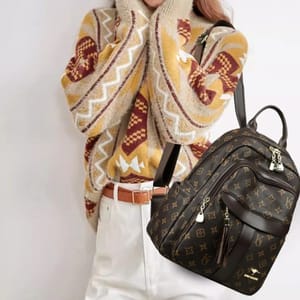 Fashionable PU Leather Backpack with Tassels and Large Capacity