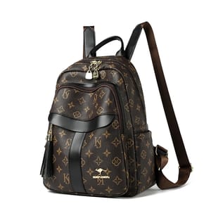 Fashionable PU Leather Backpack with Tassels and Large Capacity