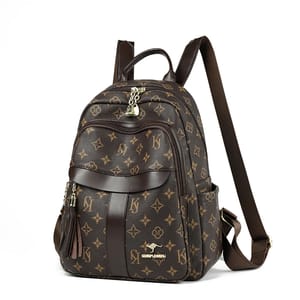 Fashionable PU Leather Backpack with Tassels and Large Capacity