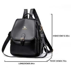 Elegant Leather Women’s Backpack with Wide Strap and Large Capacity