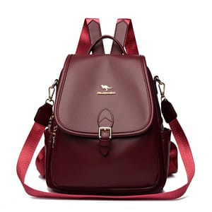 Elegant Leather Women’s Backpack with Wide Strap and Large Capacity