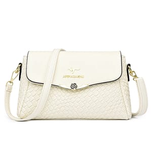 Luxury PU Leather Knitted Shoulder Crossbody Bag for Women