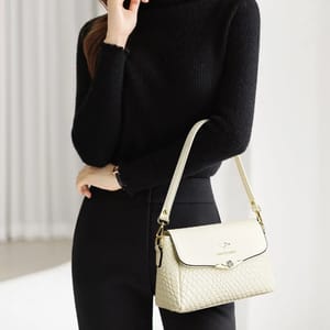 Luxury PU Leather Knitted Shoulder Crossbody Bag for Women
