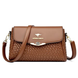 Luxury PU Leather Knitted Shoulder Crossbody Bag for Women