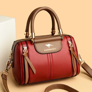 Elegant Soft Leather Boston Handbag with Versatile Design