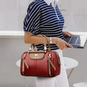 Elegant Soft Leather Boston Handbag with Versatile Design