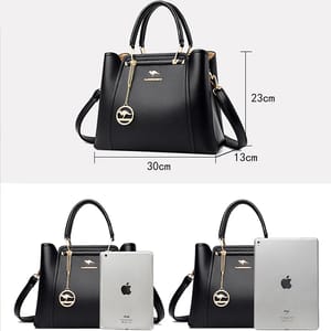 Luxury Women's Three-Layer Large Capacity Leather Handbag