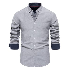 Men's Casual Long Sleeve Oxford Shirt Comfortable Patchwork Design Men's Casual Long Sleeve Oxford Shirt Comfortable Patchwork Design