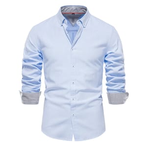 Men's Casual Long Sleeve Oxford Shirt Comfortable Patchwork Design