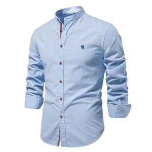 Men’s Long Sleeve Cotton Shirt Classic Solid Color Design