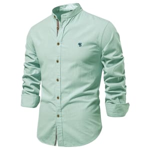 Men’s Long Sleeve Cotton Shirt Classic Solid Color Design