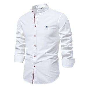 Men’s Long Sleeve Cotton Shirt Classic Solid Color Design