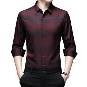 Men’s Printed Long Sleeve Formal Lapel Shirt for All Seasons