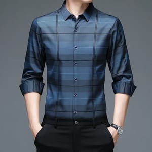 Men’s Printed Long Sleeve Formal Lapel Shirt for All Seasons