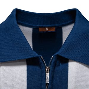 Men's Summer Casual Striped Polo Shirt with Breathable Knit