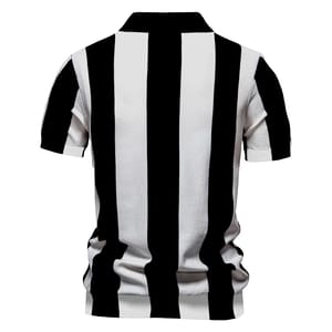 Men's Casual Summer Polo Shirt Striped Breathable Knit Design