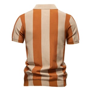 Men's Casual Summer Polo Shirt Striped Breathable Knit Design
