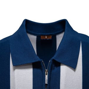 Men's Casual Summer Polo Shirt Striped Breathable Knit Design