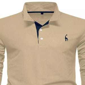 Elegant Men’s Polo Shirt with Deer Embroidery Long Sleeves