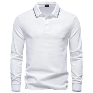 Men's Long Sleeve Henley Polo Shirt with Casual Modern Style