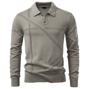 Men’s Long Sleeve Thermal Polo Shirt with Slim Fit Aiopeson - Men's Polo T-Shirts