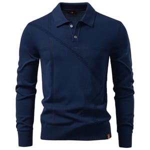 Men’s Long Sleeve Thermal Polo Shirt with Slim Fit
