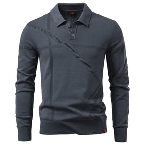 Men’s Long Sleeve Thermal Polo Shirt with Slim Fit