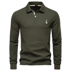 Men’s Long Sleeve Polo Shirt with Casual Business Style