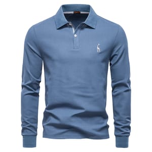 Men’s Long Sleeve Polo Shirt with Casual Business Style Aiopeson - Men's Polo T-Shirts