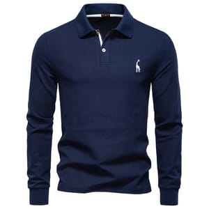 Men’s Long Sleeve Polo Shirt with Casual Business Style