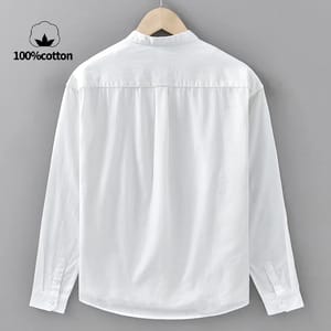 Men’s Breathable Cotton Stand Collar Shirt for Office Wear Men’s Breathable Cotton Stand Collar Shirt for Office Wear