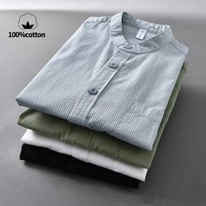 Men’s Breathable Cotton Stand Collar Shirt for Office Wear Men’s Breathable Cotton Stand Collar Shirt for Office Wear