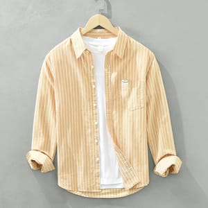 Versatile Striped Cotton Long Sleeve Casual Shirt for Men