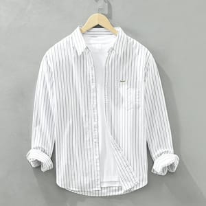 Versatile Striped Cotton Long Sleeve Casual Shirt for Men