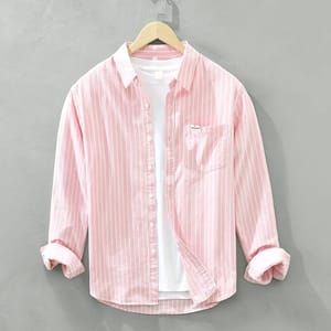 Versatile Striped Cotton Long Sleeve Casual Shirt for Men