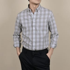 Men’s Versatile Plaid Long-Sleeve Shirt for Business and Casual
