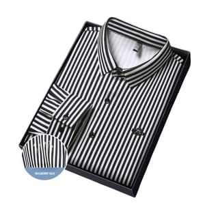Men's Long-Sleeve Striped Shirt Slim-Fit Formal Business Style