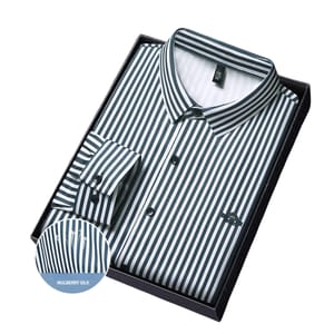 Men's Long-Sleeve Striped Shirt Slim-Fit Formal Business Style