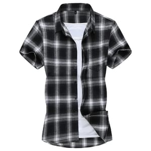Men’s Casual Summer Plaid Shirt with Short Sleeves