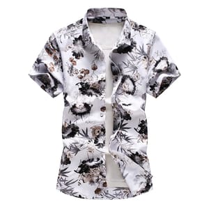 Men’s Summer Hawaiian Shirt with Floral Print Casual Style