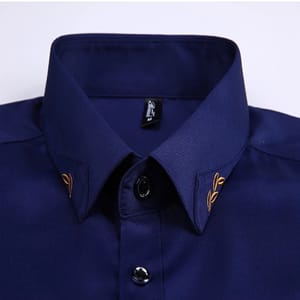 Men’s Summer Business Short Sleeve Shirt with Embroidery Detail