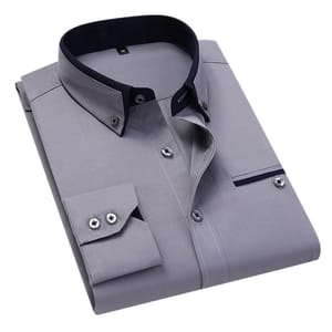Men’s Long Sleeve Business Shirt with Modern Solid Design