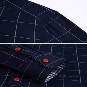 Classic Men’s Business Plaid Shirt Long Sleeve Formal Wear