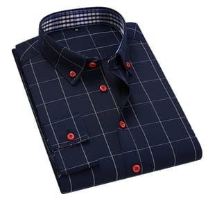Classic Men’s Business Plaid Shirt Long Sleeve Formal Wear