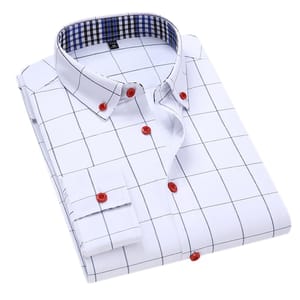 Classic Men’s Business Plaid Shirt Long Sleeve Formal Wear
