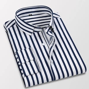Classic Men’s Striped Long Sleeve Shirt for Business Wear