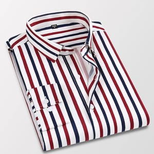 Classic Men’s Striped Long Sleeve Shirt for Business Wear