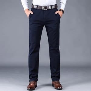 Men’s Classic Straight Fit Cotton Pants with Elastic Waist
